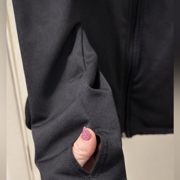 Tek Gear Women’s Black Athletic Jacket XXL Full Zip Thumbholes Cinch Waist - Picture 5 of 5